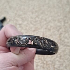 Black Carved Bangle Bracelet